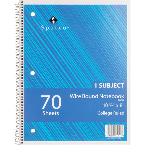 Sparco Products Wirebound College Ruled Notebooks
