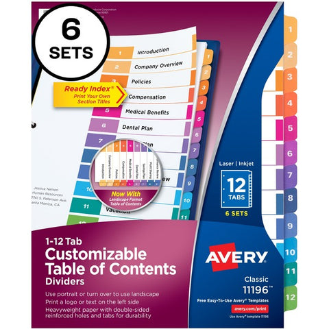 Avery Ready Index Custom TOC Binder Dividers